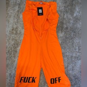F off biker shorts orange romper brand new with tag